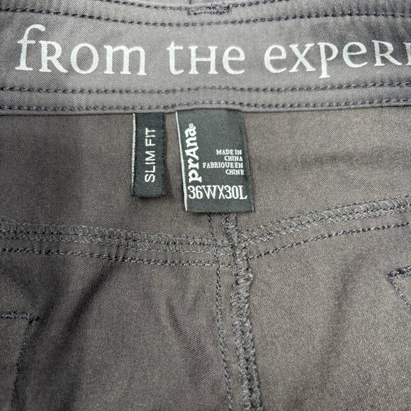 Prana Mens 36x30 Dark Gray Slim Fit 5 Pocket Design Nylon Blend Pants - Picture 3 of 6